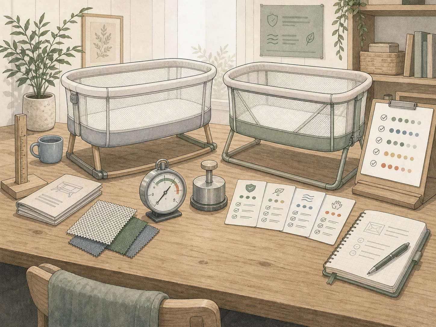 Editorial illustration of an evidence desk.